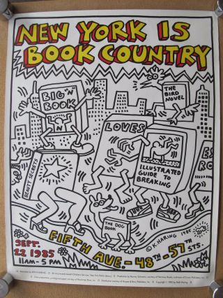 1985 Keith Haring,  York Is Book Country,  Rare Haring Design Poster