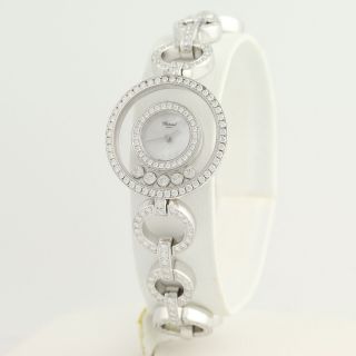 Rare Chopard Happy Diamonds Ladies Watch - 18k White Gold 3.  48ctw Serviced B&p