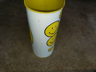 1960 ' s RARE Smiley Happy Face Cheinco Trash Garbage Can Yellow Mod Groovy 3