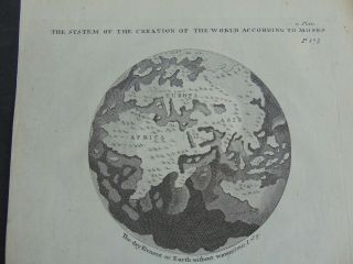 C.  1732 - Map Of The World - System Of Creation Of The World According To Moses