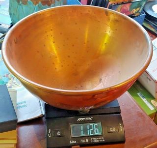 Vintage Copper Bowl With Ring.  Antique.  10” Wide x 5 