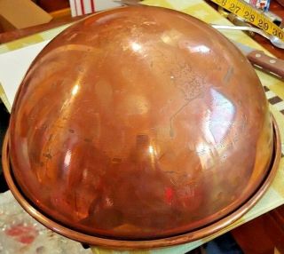 Vintage Copper Bowl With Ring.  Antique.  10” Wide x 5 