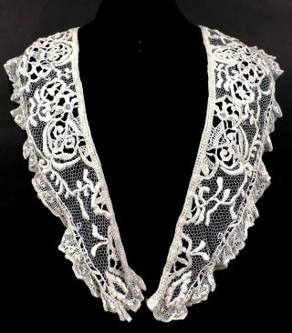 Antique Victorian 19th C White Lace Collar For Dress Trim