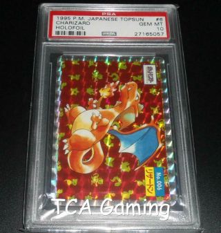 Psa 10 Gem Charizard 006 Japanese Topsun Holo Rare Pokemon Card