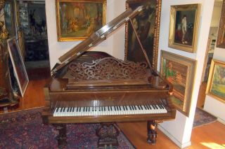 Steinway & Sons & Bench Rare & Fine Grand Piano C 1869 3 Carved Legs L= 87 "