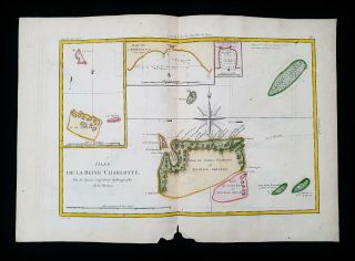 1787 Bonne & Desmarest - Rare Map Of Queen Charlotte Isl.  Haida Gwaii,  Australia
