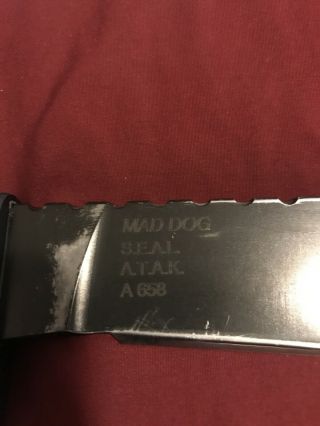 MAD DOG SEAL A.  T.  A.  K.  A658 COMBAT/ATTACK KNIFE - SHEATH - - RARE 2