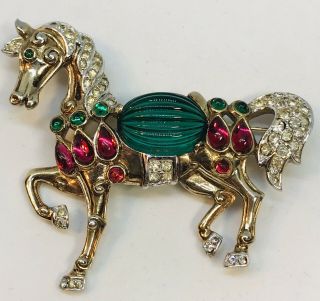 Rare Vintage Trifari ‘philippe’ Jewels Of India Moghul Melon Cut Cabochon Horse
