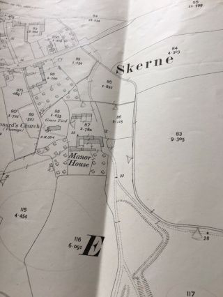 Antique Map 1910 Skerne Farms Drains Field Mancave Holderness Vintage Driffield