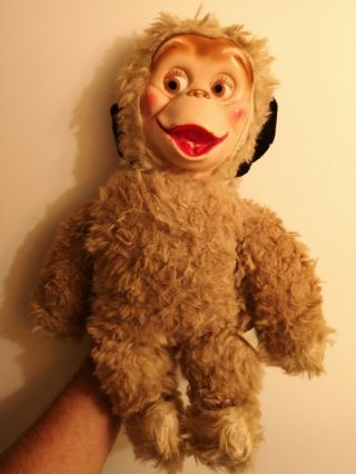 Vintage 1950s/1960s Monkey Plush Rubber Face 18 " Stuffed Animal Nicky 