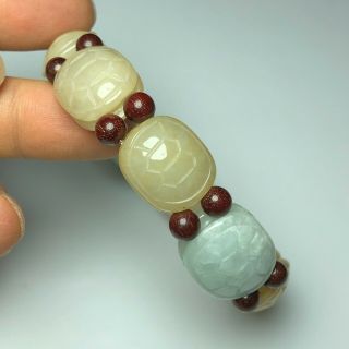 Chinese Old Handwork Jewelry Jade Jadeite Carved Tortoise Shell Bracelet