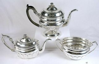 Hold For: Bloggs Rare Antique Chinese Export Silver Regency Period 3pc Tea Set