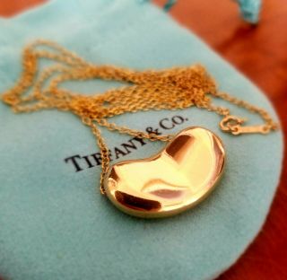 Rare Extra Large Tiffany & Co.  Elsa Peretti 18k 1 " Bean Pendant Necklace - 30 "