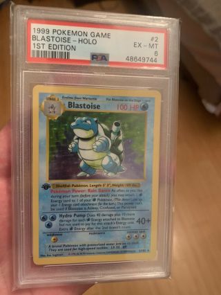 Thick Stamp Pokémon 1st Edition Blastoise Shadowless Base Set Holo Psa 6 Ex - Mt