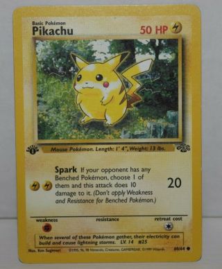 1999 Pokemon - 1st Edition Pikachu - 60/64 - Jungle - Wotc - Rare - Nm - Starter