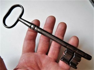 7.  1/8 " Antique French Large Key Made 18th C,  Wrought Iron,  Rustic,  Castle,  Lock Door