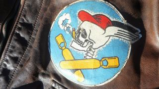 WW2 A - 2 Leather Flight Jacket Rare Patch 587th Bombardment Squadron 3