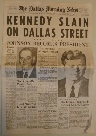1963 John F.  Kennedy Jfk Assassination Rare Dallas Tx Texas Old Newspaper Full
