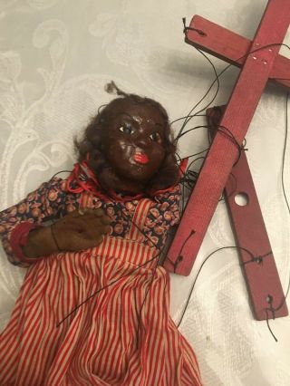 1930 ' s Rare Vintage Hazelle ' s Popular Marionette Puppet - African/American Girl 2
