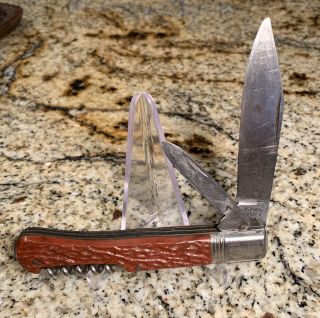 Rare Vtg Solingen 2 Blade Pocket Knife With Cork Screw - “nice” 4 1/2”