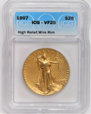 1907 High Relief U.  S.  $2.  00 Gold Saint Gaudens - Icg Vf25 - Rare