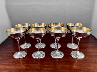 (8) Rare Clemens Friedell Pasadena Arts & Crafts Sterling Cocktail Dessert Cups
