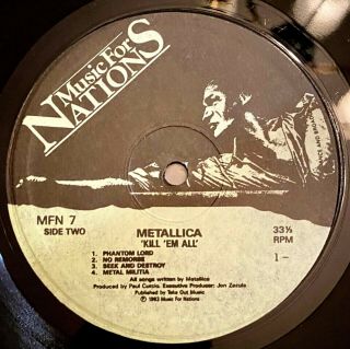 Metallica Kill ' em All South Korea Music for Nations 1983 NM Rare 3