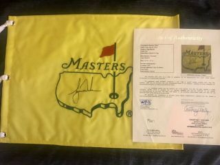 Tiger Woods Signed Undated Masters Flag Jsa Loa Rare