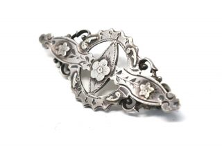 A Pretty Antique Victorian Sterling Silver 925 Floral Cut Out Brooch 26042