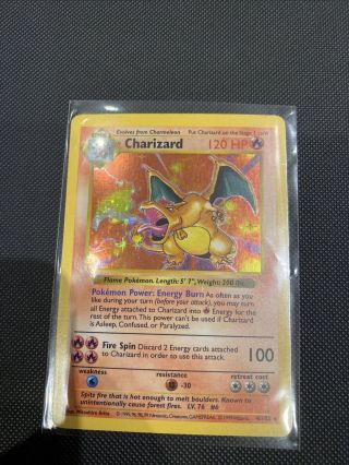 Shadowless Charizard 1999 Pokemon Card Base Set 4/102 Rare Holo Near Psa
