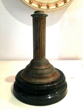 Antique Round Brass Oil Lamp Base With Terracotta Plinth