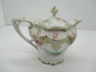 Small Vintage Hand Painted Tea Pot Gold Trim Pink Roses 2