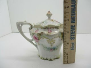 Small Vintage Hand Painted Tea Pot Gold Trim Pink Roses 3