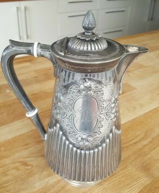 Antique Silver Plated Coffee Pot Hot Water Jug Hinged Lid K&pg Kerr & Phillips