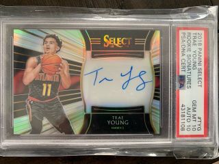 Trae Young 2018 Select Rookie Silver Prizm Psa 10 With 10 Auto Dna 133/199 Rare