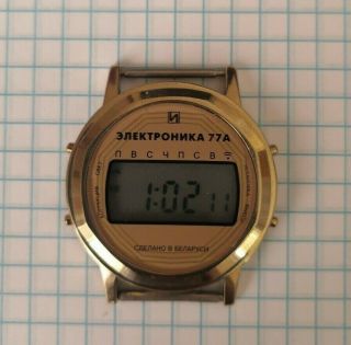 Винтажная электроника 77a кварцевые часы ЖК - цифровой будильник мелодии мужские Б