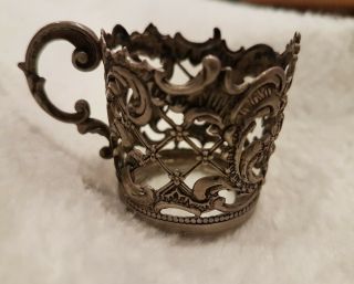 Miniature 800 Continental Solid Silver Cup Holder Vintage Antique