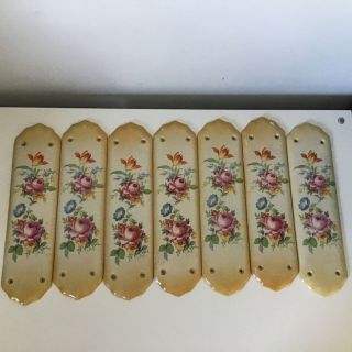 7x Vintage Porcelain Door Push Plates With Floral Theme 908
