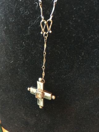 Rare Jeanine Payer Sterling Silver Cross Pendant Necklace