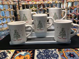 Set Of 5 Rare Waffle House Big Mug 2012 Christmas Holiday Coffee Cups