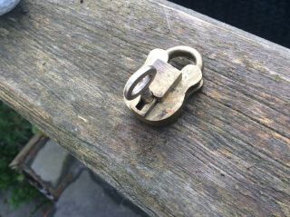 Small Antique Victorian Brass & Steel Padlock With Key