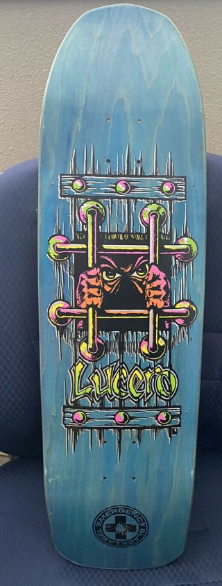 Black Label John Lucero Og Bars Skateboard Deck Rare Blue Stain