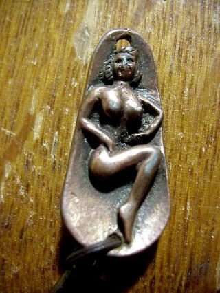Antique Mije Co Nude Bronzed Metal Spoon Fishing Lure