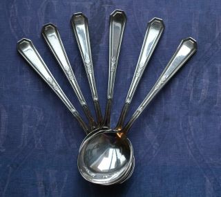 Antique Wm Rogers & Son 1923 Mayfair Round Soup Spoons 7 ",  Set Of 6