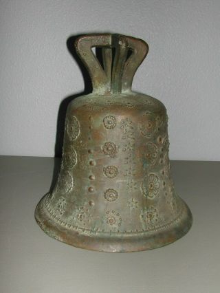 Antique Vintage Bronze Spanish Mission Bell Ornate Solid Loud Rare