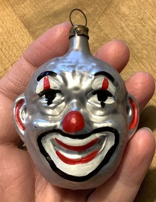 Rare Antique Blown Glass German Figural Clown Christmas Ornament