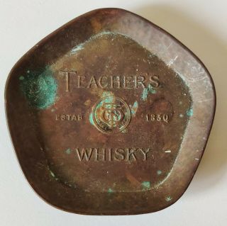 Teachers Whiskey Heavy Cut Copper Advertising Ashtray