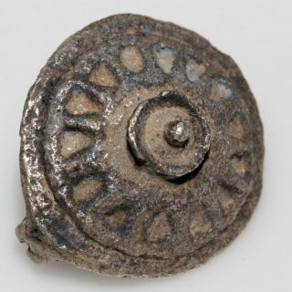 Very Rare Ancient Roman Round - Mount Silver Fibula Brooch Circa 200 - 300 Ad
