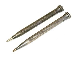 2x Vintage Us Sterling Silver Mechanical Pencil By Wahl Eversharp (ahb)