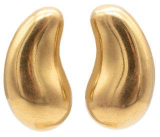 Tiffany & Co.  By Elsa Peretti 18 Kt Yellow Gold Medium Bean Earrings Rare Size